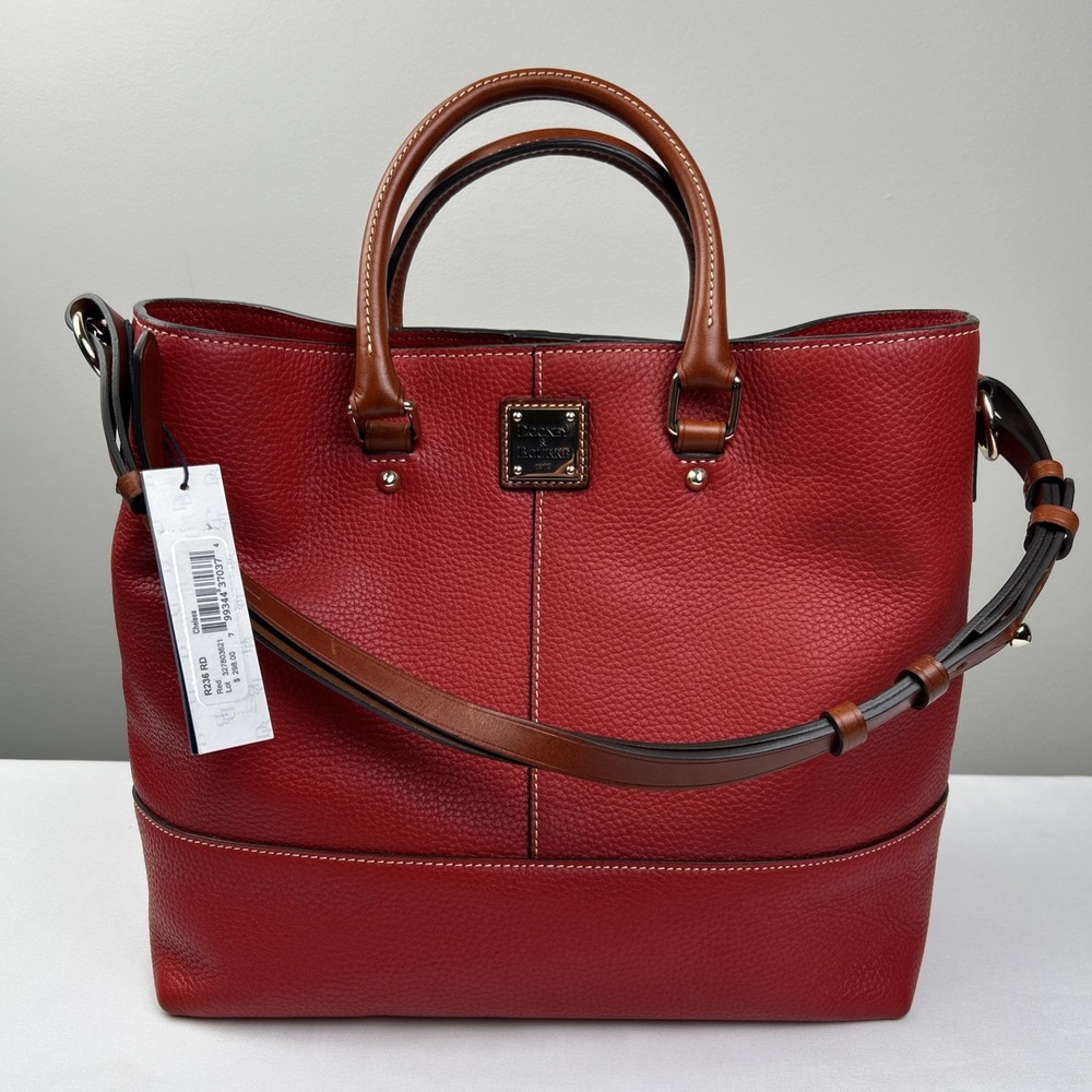 NWT Dooney & Bourke Red Pebbled Leather Chelsea Shopper Satchel Bag R236CB New